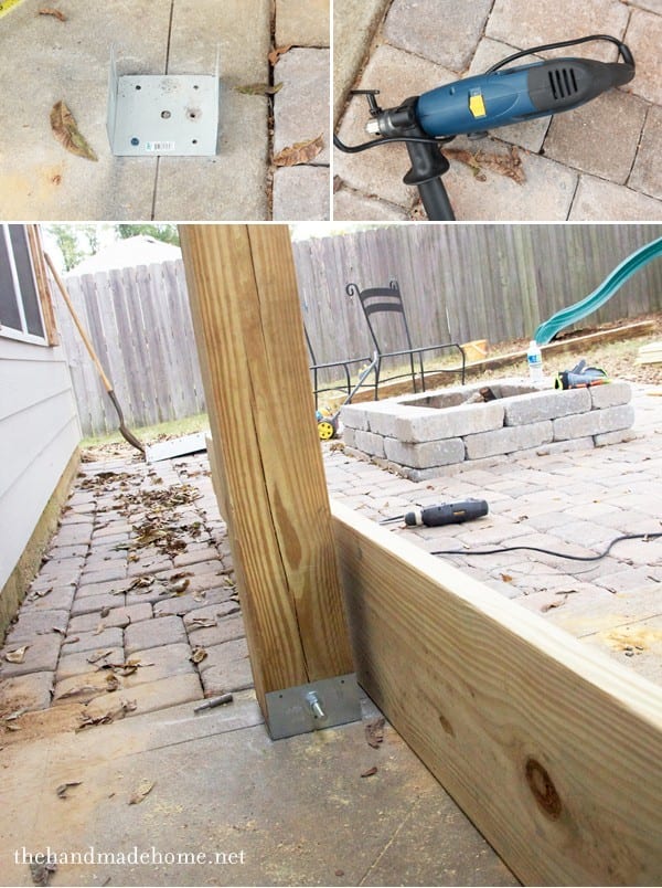 how to attach a wood post to a concrete slab