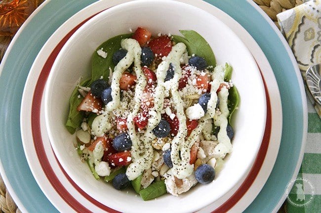 avocado lime ranch dressing and a sweet summer salad