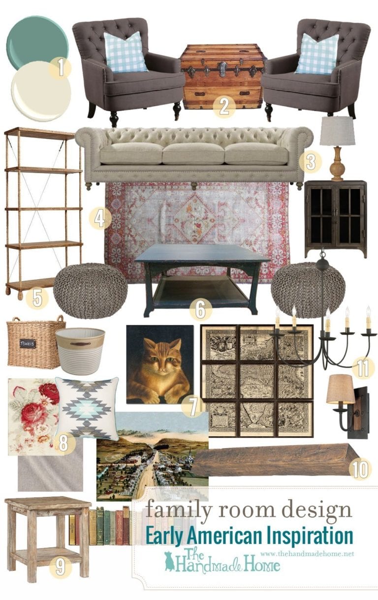 living room design with early american inspiration