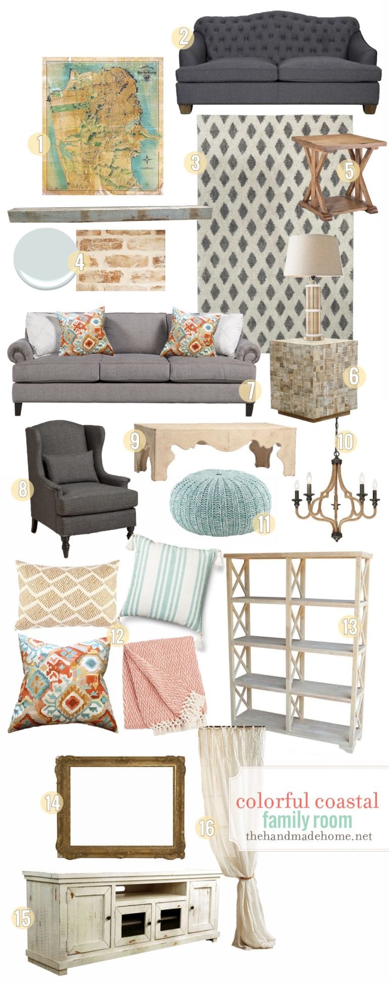 colorful coastal family room