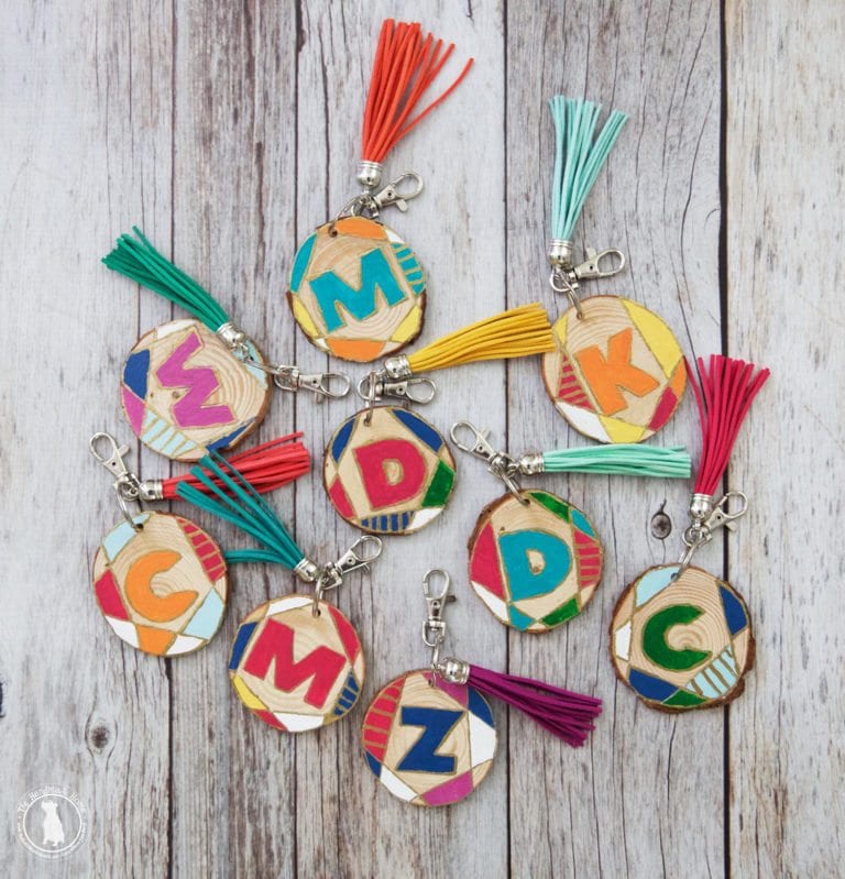 diy wood slice keychains
