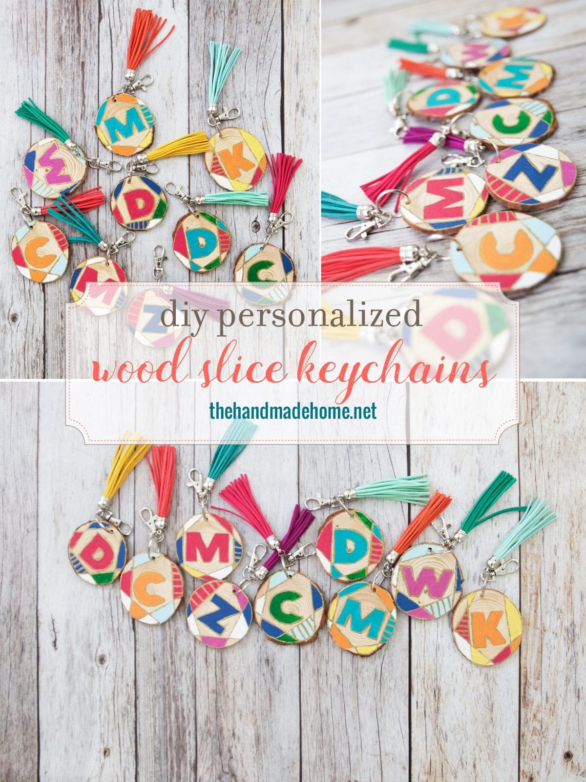 diy wood slice keychains
