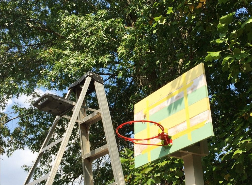 how to build a basketball goal - painting the square