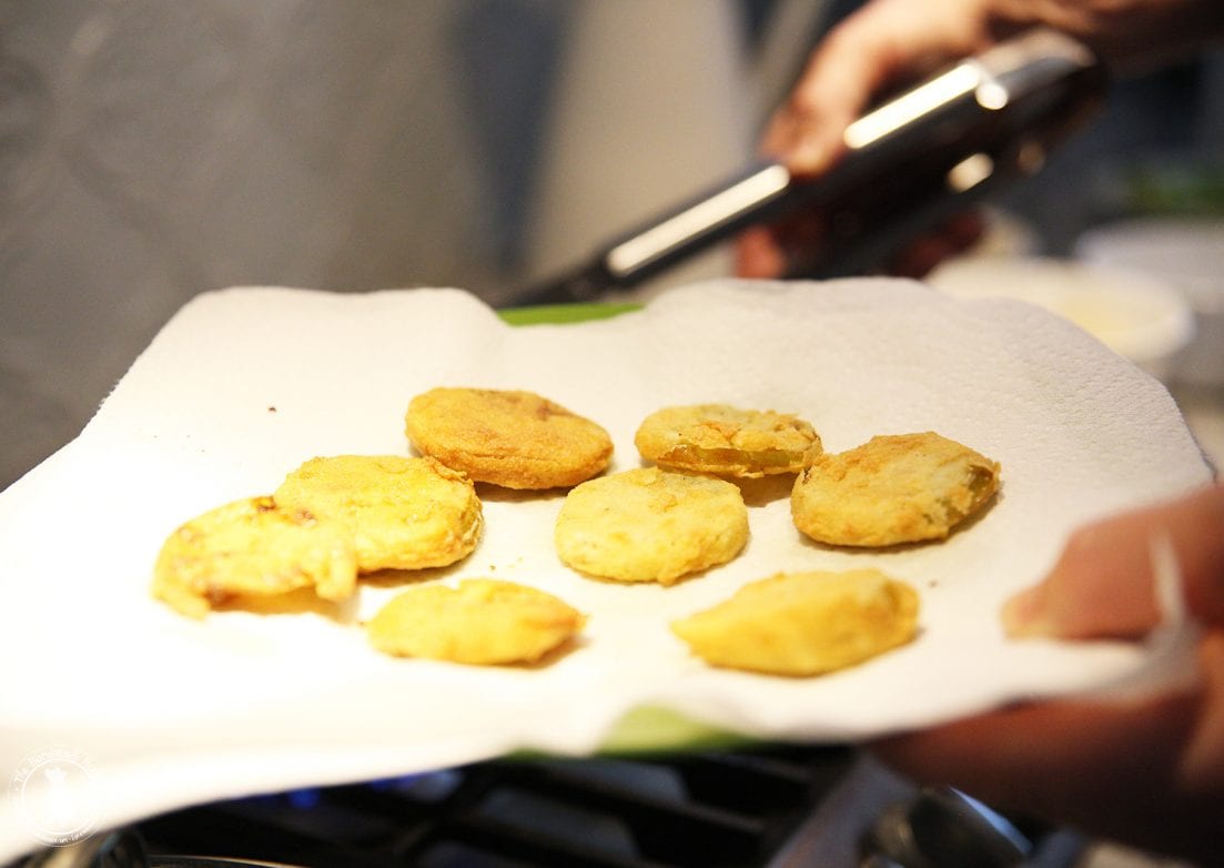 Gluten free sandwich fried green tomato with comeback sauce