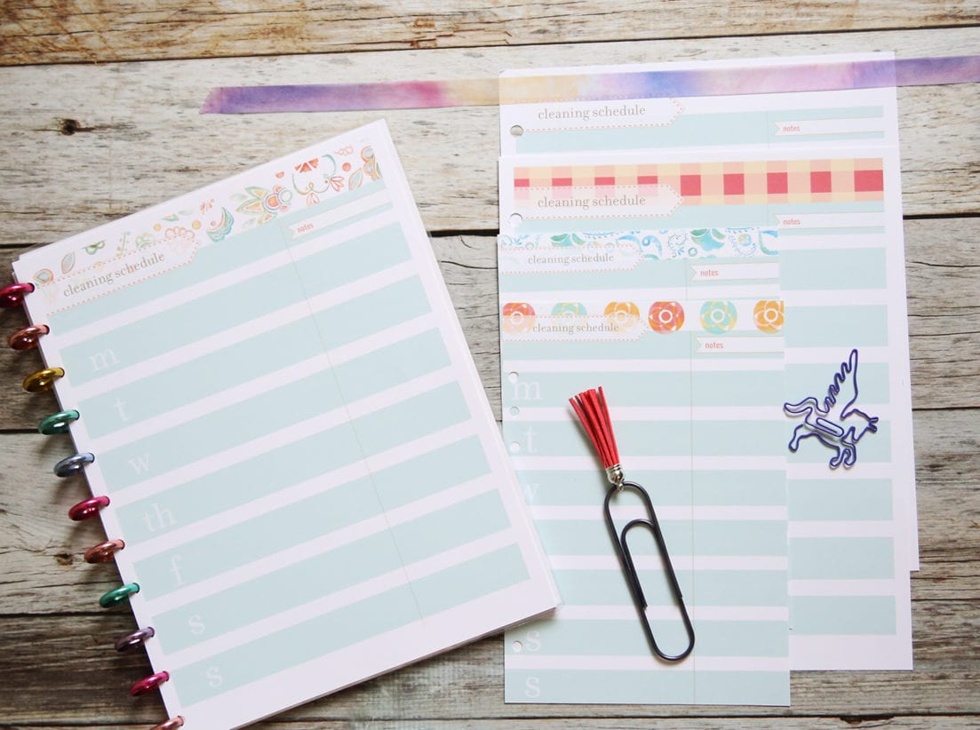 cleaning sheet inserts planner