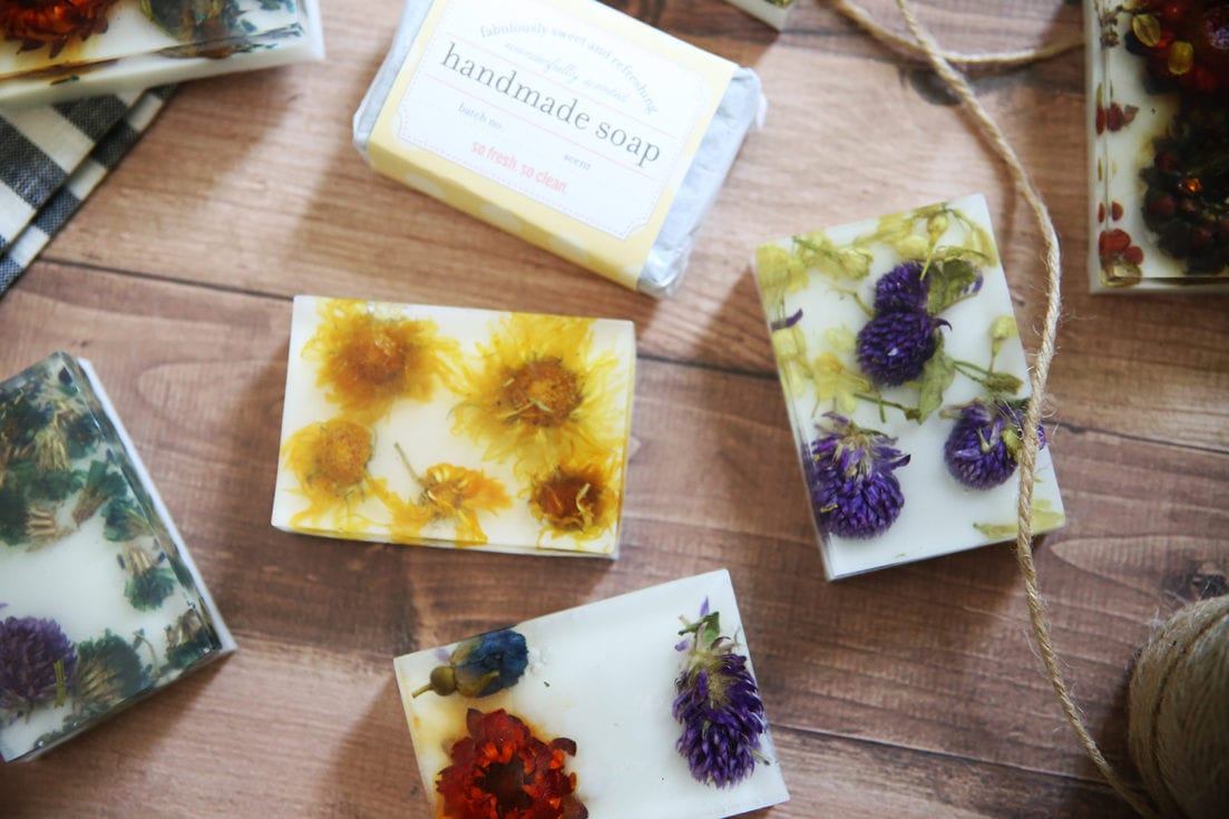 easy pressed flower soap