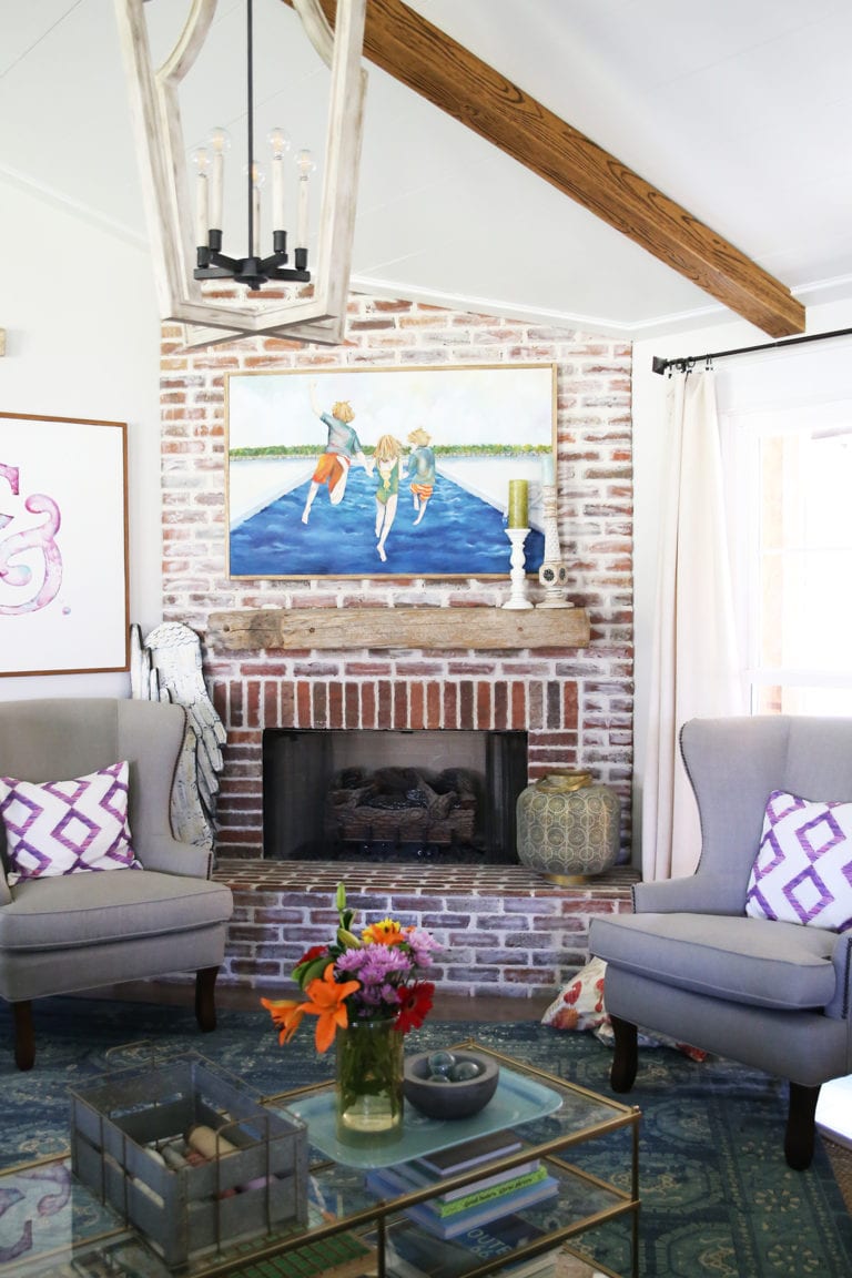 before and after summer mantel