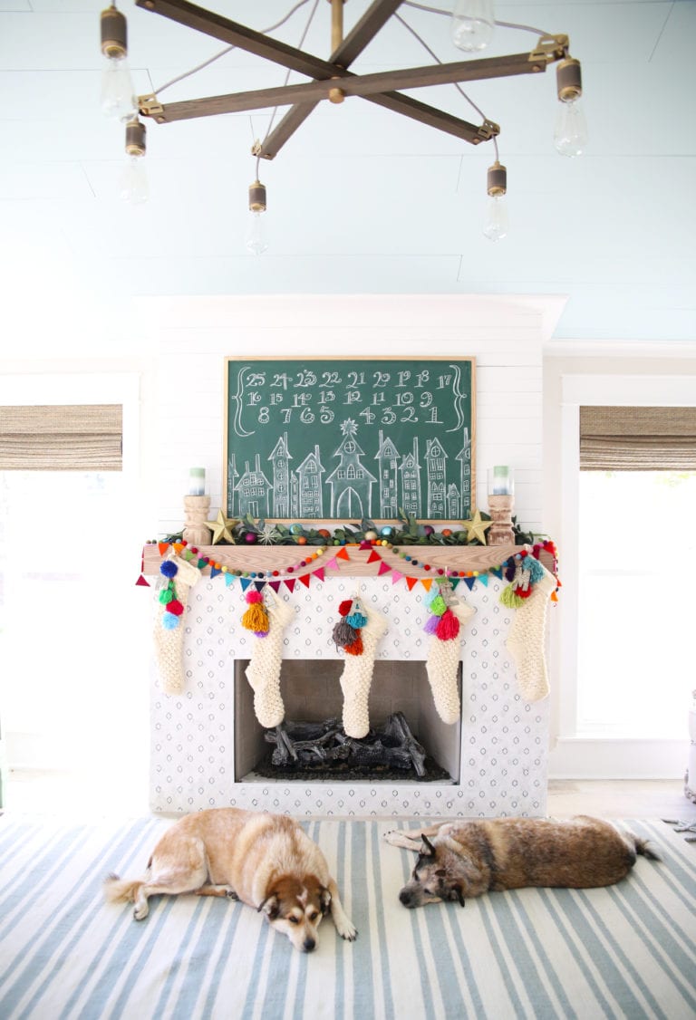 colorful christmas mantel