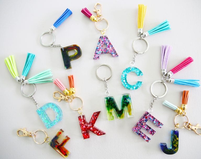 resin monogram keychains