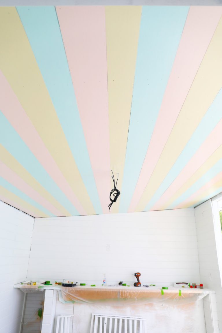 cabana progress: paint, stripes, electrical and more