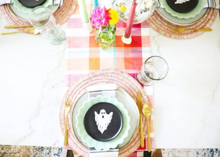 colorful halloween tablescape