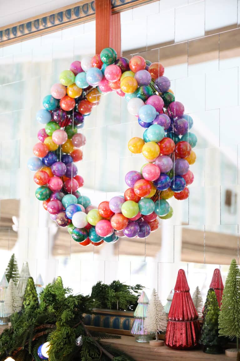 colorful iridescent bauble wreath {and ornaments!}