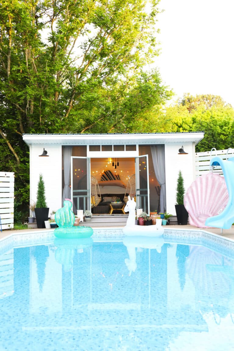 a colorful backyard tour